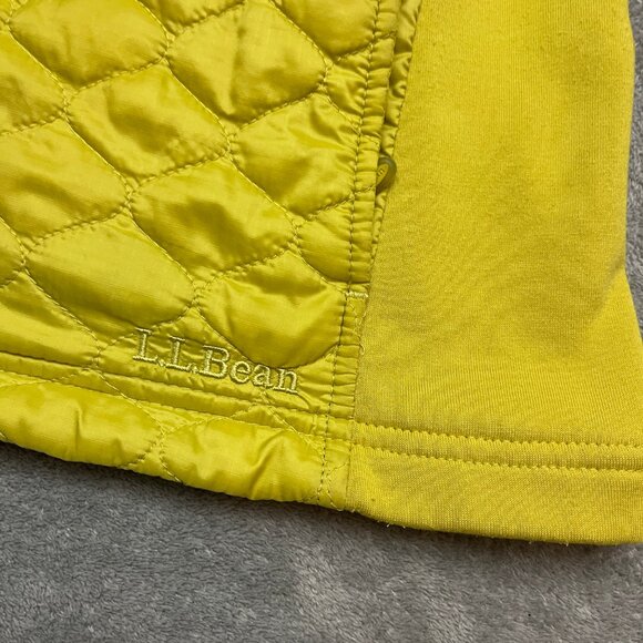 L.L.Bean Puffer Vest Womens Medium Yellow Green Quilted Insulated Zip Pockets - Picture 2 of 9